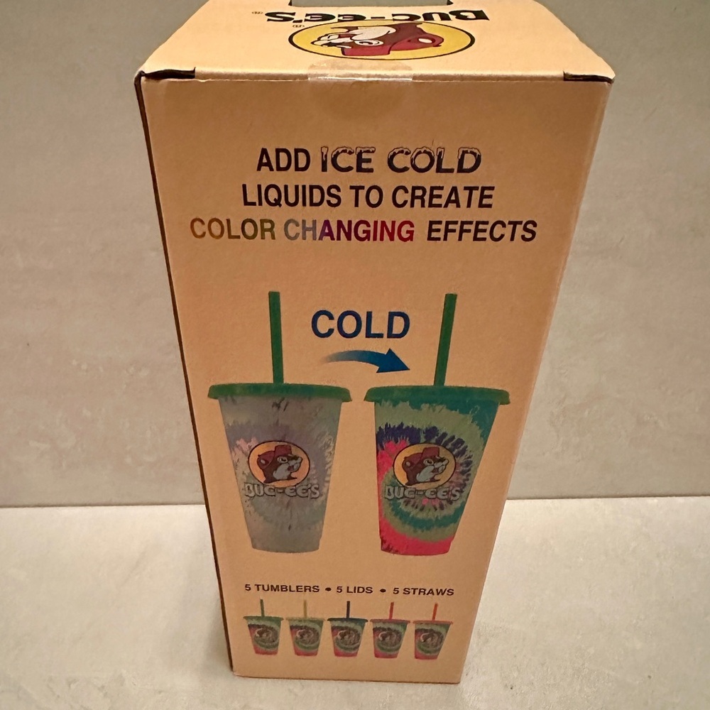 NEW Buc-ee’s Color-Changing Tumblers (5-Pack) – Tie-Dye Edition Brand New - Picture 3 of 6